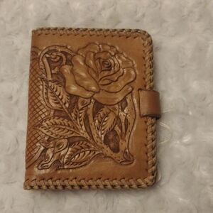 Leather tan tooled by fold wallet